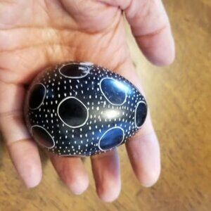Black and White Marble Egg - 2.75" tall